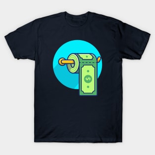 Dollar money toilet paper roll cartoon T-Shirt